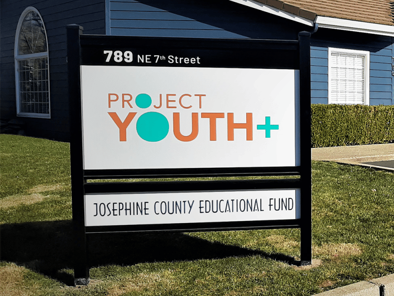 Example of Metal Sign in Aluminum Frame, Project Youth+