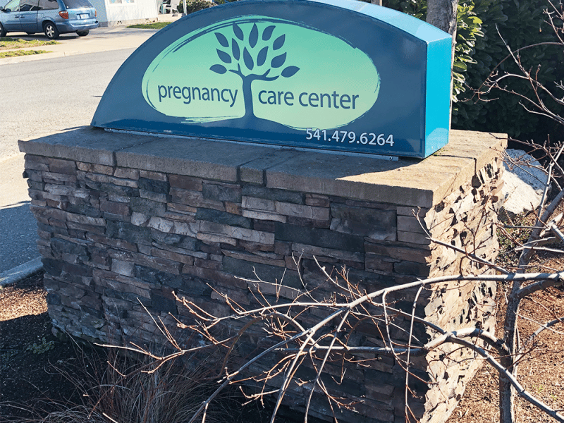 Example of Metal Sign, Pregnancy Care Center