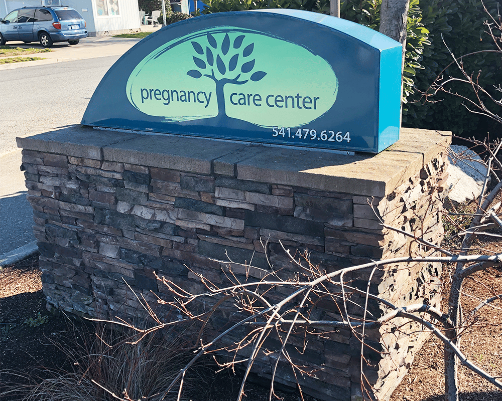 Example of Metal Sign, Pregnancy Care Center