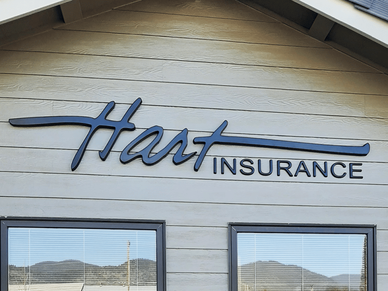 Example of Formed Plastic Lettering, Hart Insurance