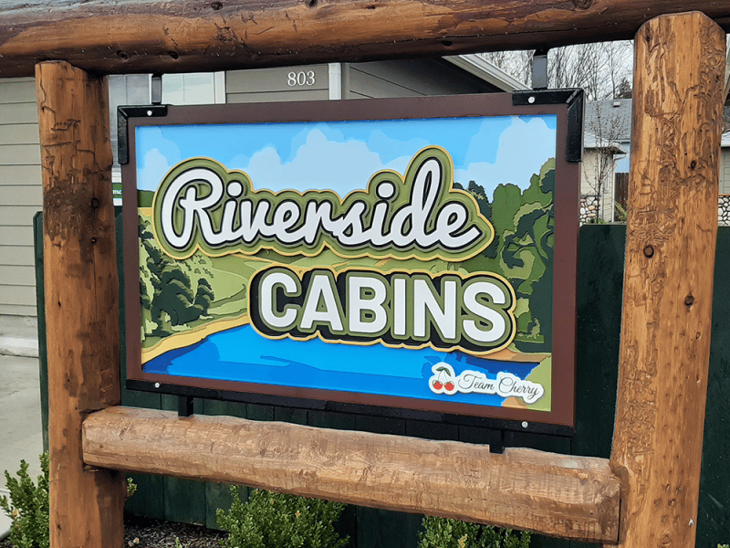 Example of Foam Sign, Riverside Cabins